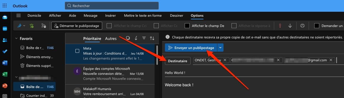 Outlook Envoyer E Mail Publipostage Sans Cci 4