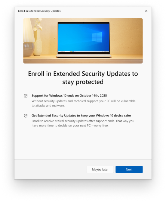 Windows 10 Esu Assistant D'inscription