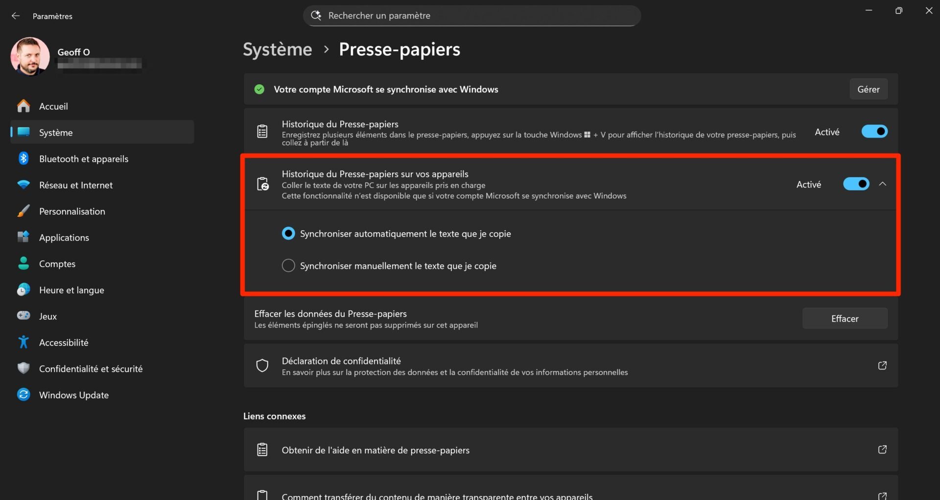Windows 11 Activation Historique Presse Papiers Mobile