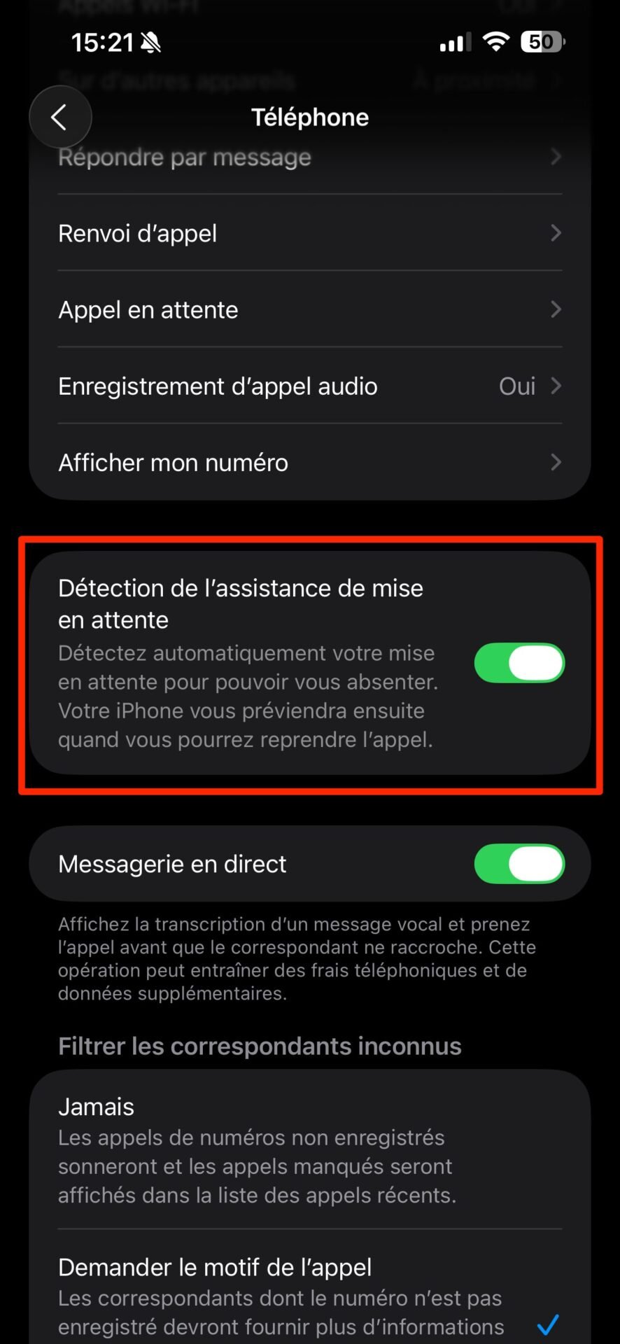 iOS 26 Détection De La Mise En Attente Pendant Un Appel