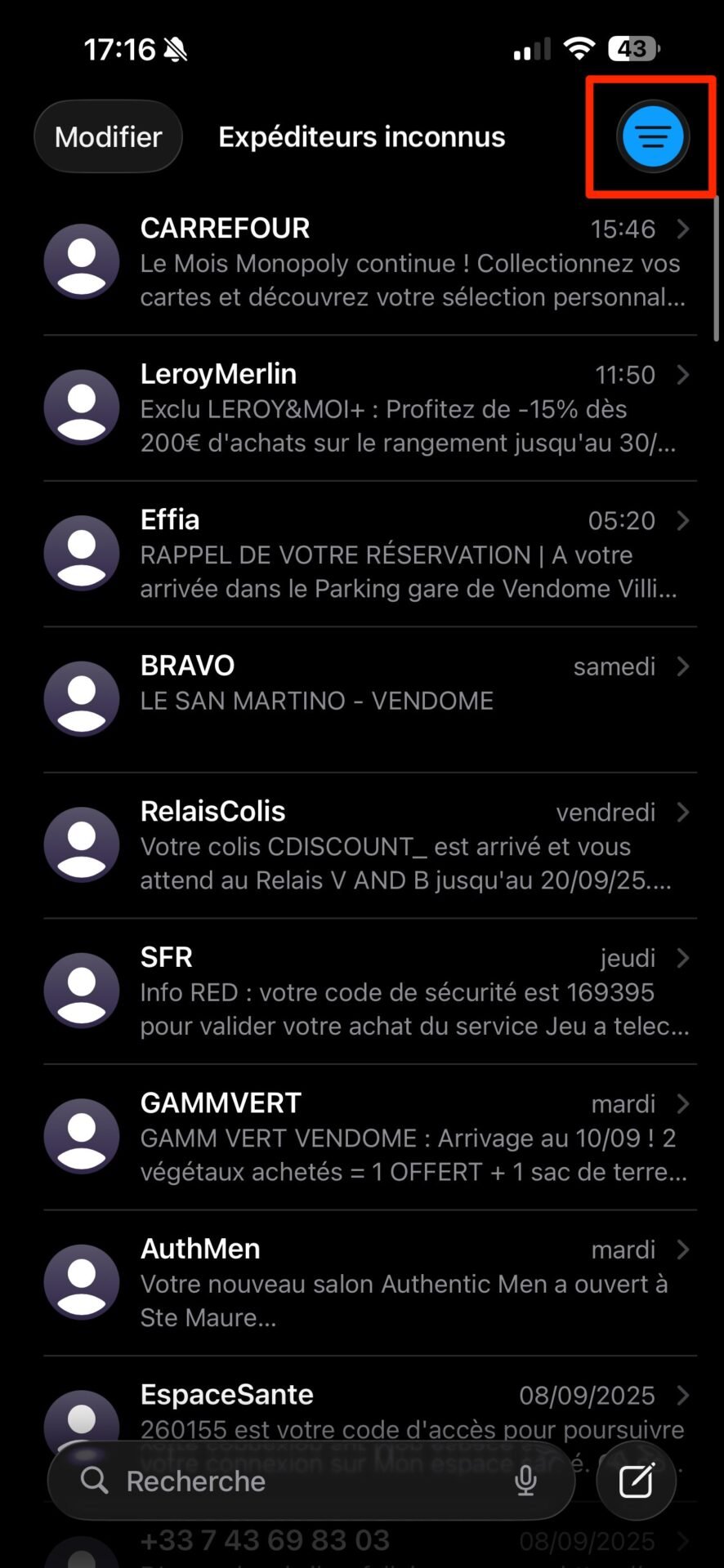 iOS 26 Filtrer Les Expéditeurs Inconnus Spams Messages Sms 3bis