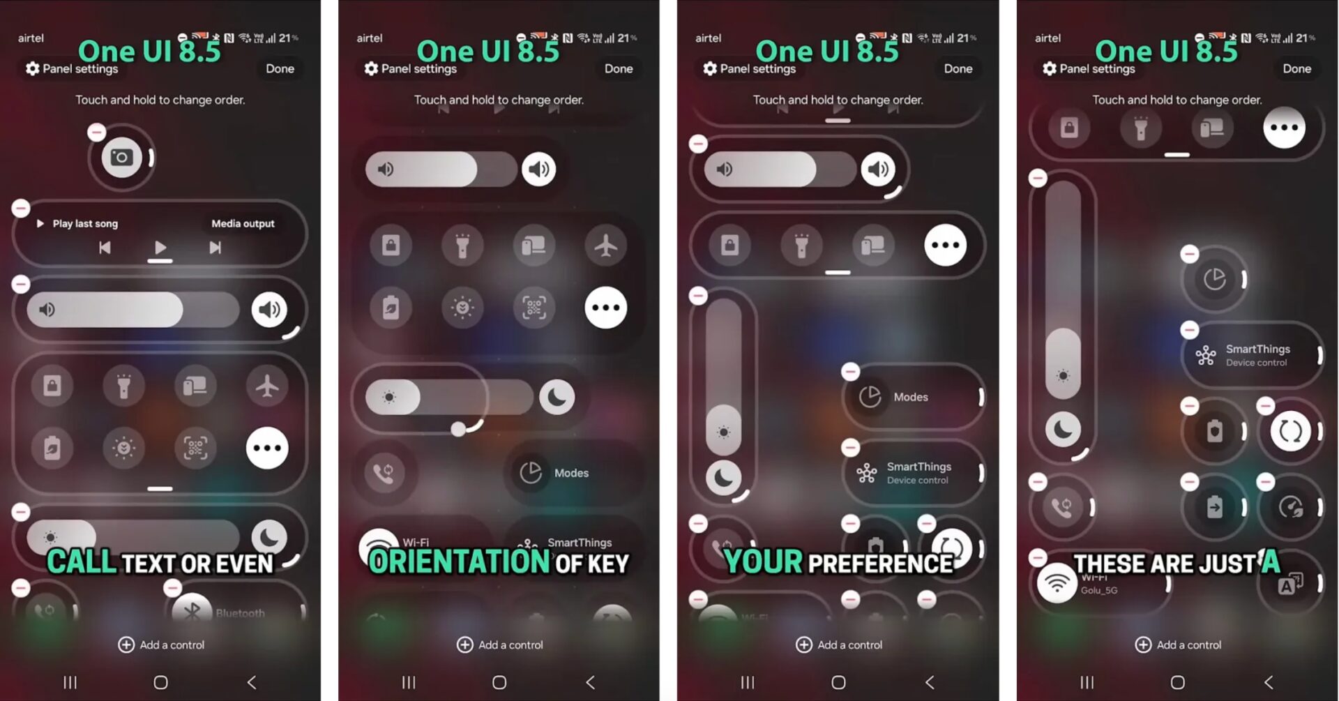 Panneau Raccourcis Samsung One Ui 8.5