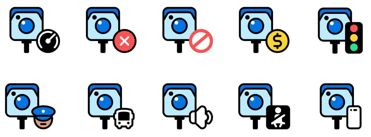 Waze 12 Icones Radars