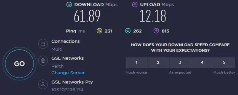NordVPN Geschwindigkeit Australien