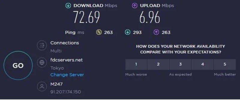 NordVPN Geschwindigkeit Japan