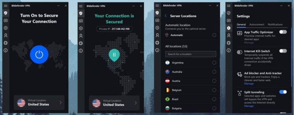 Bitdefender Anwendung Benutzeroberfläche