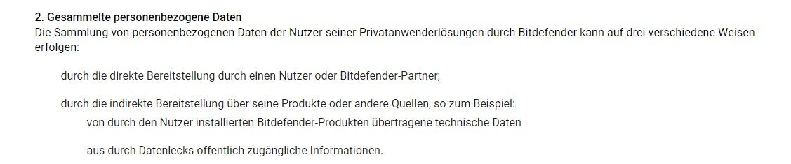Bitdefender No-Log-Politik gespeicherte Daten