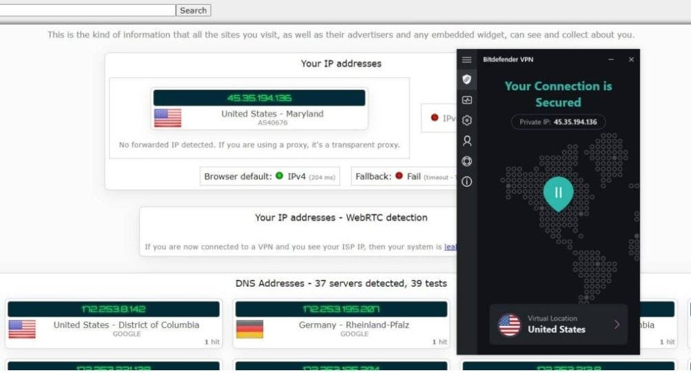 Bitdefender Schutz IP DNS Leaks Sicherheit