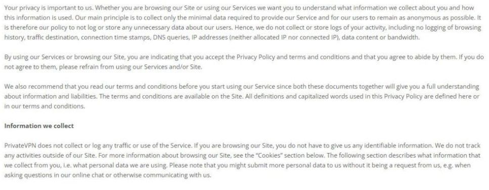 PrivateVPN No-Log-Politik Datenschutzrichtlinien