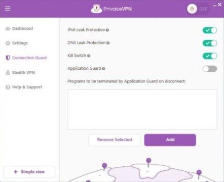 PrivateVPN Sicherheit Funktionen Connection Guard