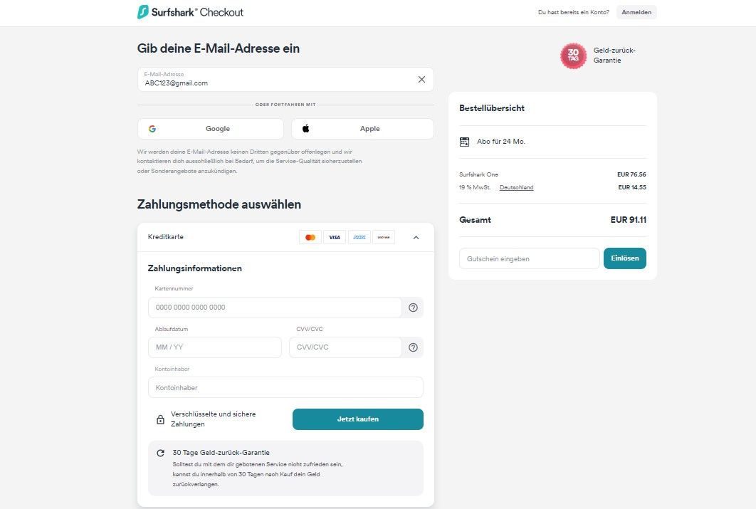 Surfshark Black Friday 2025 bestes VPN Cyber Monday Anmeldung Zahlungsmethoden