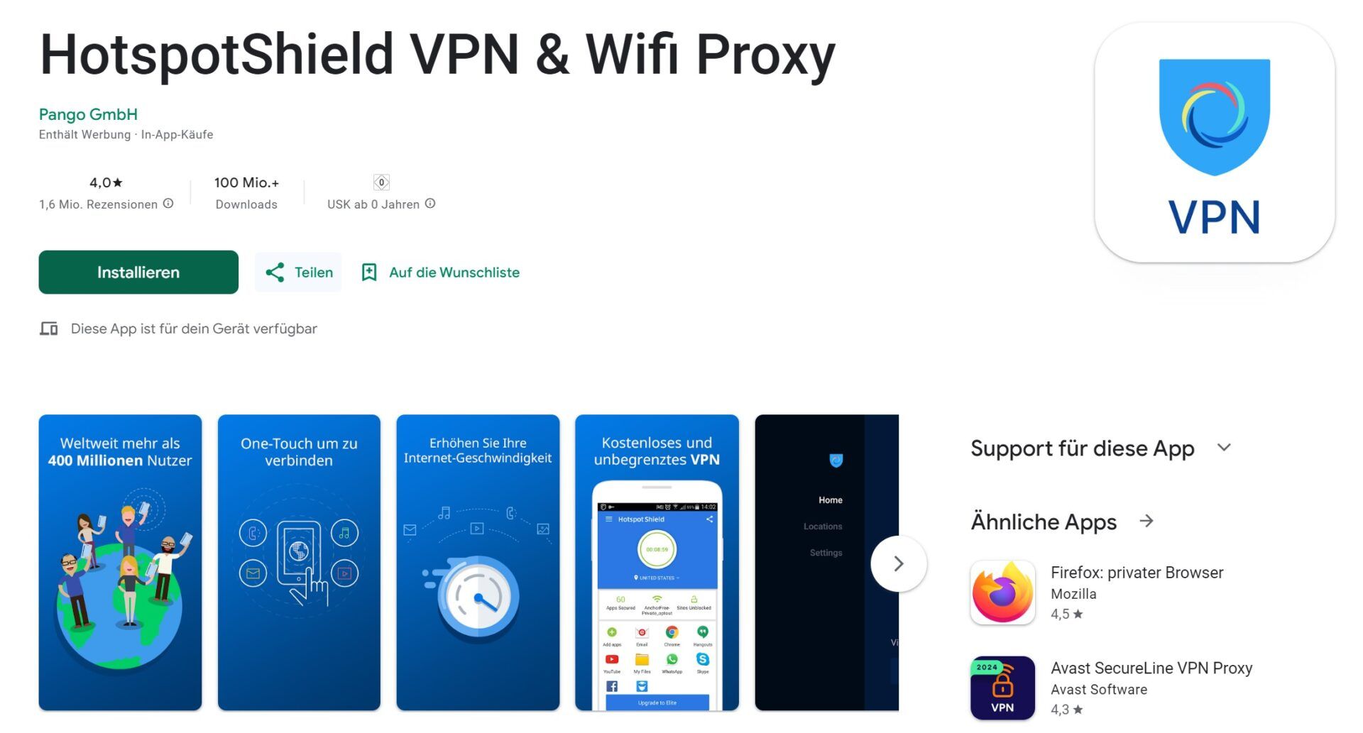 Hotspot Shield Test Bewertung Google Play