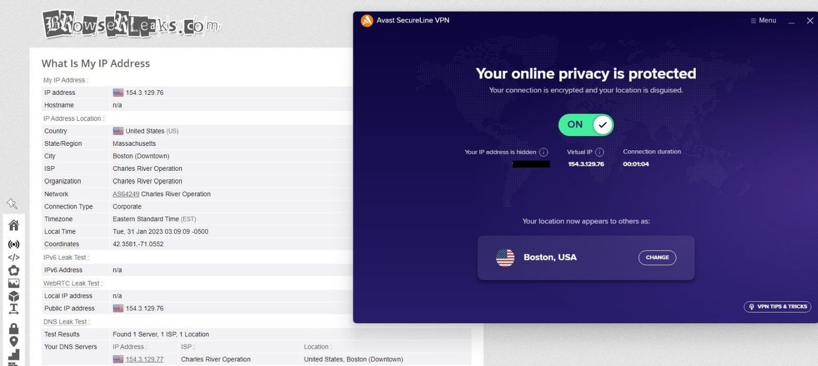 Avast Secureline Vpn Test Bewertung Leaktest Browserleaks.com