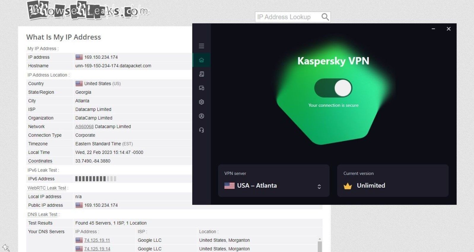 Kaspersky Vpn Test Bewertung Ip Leaks Browserleaks.com