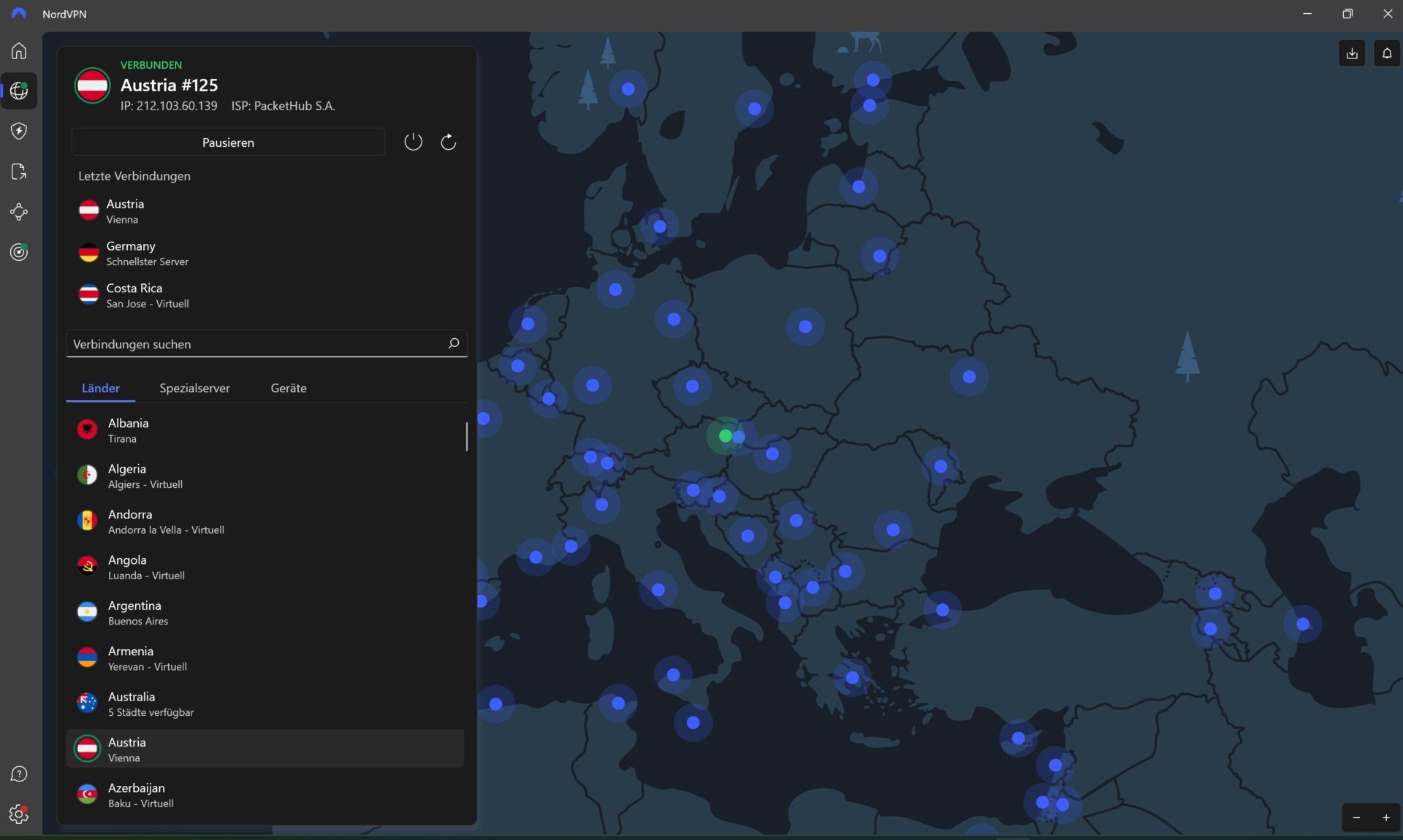 Standort Online ändern Ip Vpn Windows Nordvpn Benutzeroberfläche Verbunden Österreich