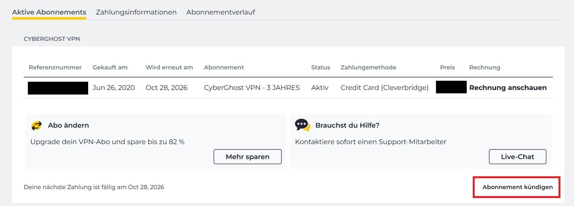 Cyberghost Erstattung Kündigung Geld Zurück Garantie Menü