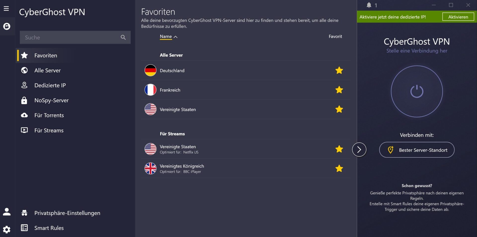 Cyberghost Netflix Kompatibel Funktioniert Benutzeroberfläche