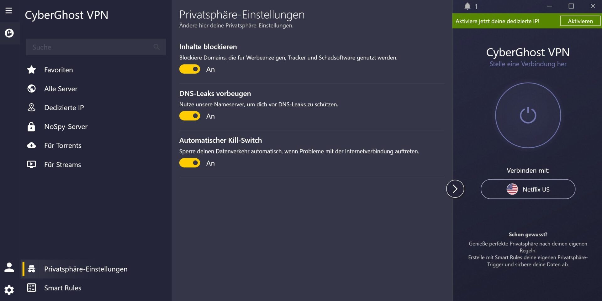 Cyberghost Netflix Kompatibel Funktioniert Ip Dns Leaks Schutz
