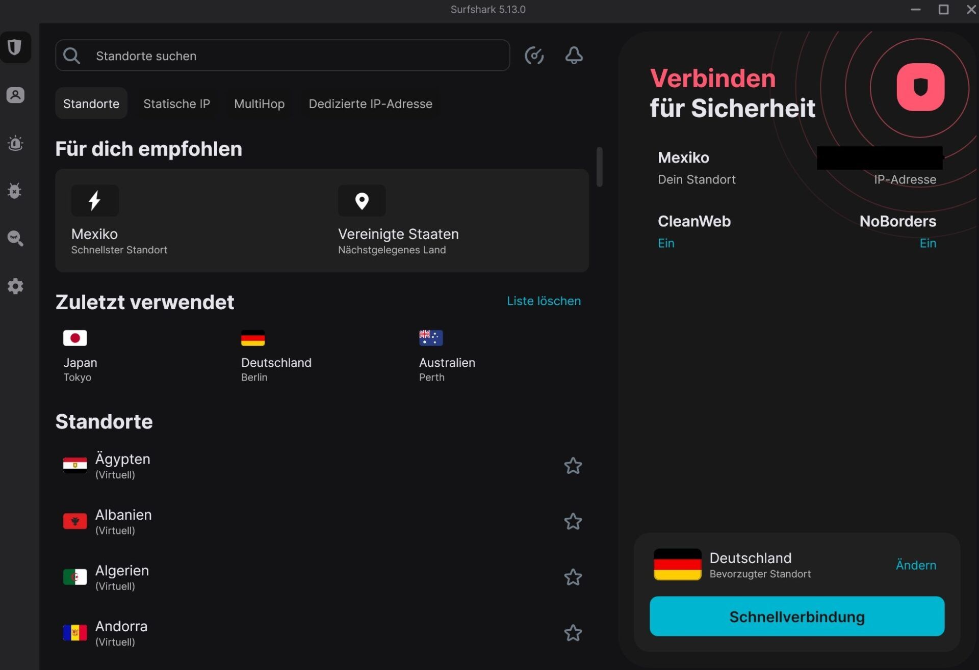Surfshark Netflix Benutzeroberfläche App