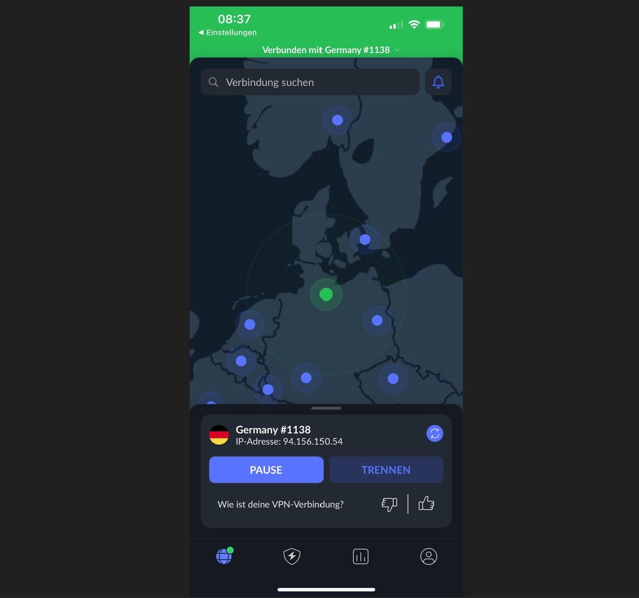 Beste Vpn Iphone Nordvpn Benutzeroberfläche App Verbunden