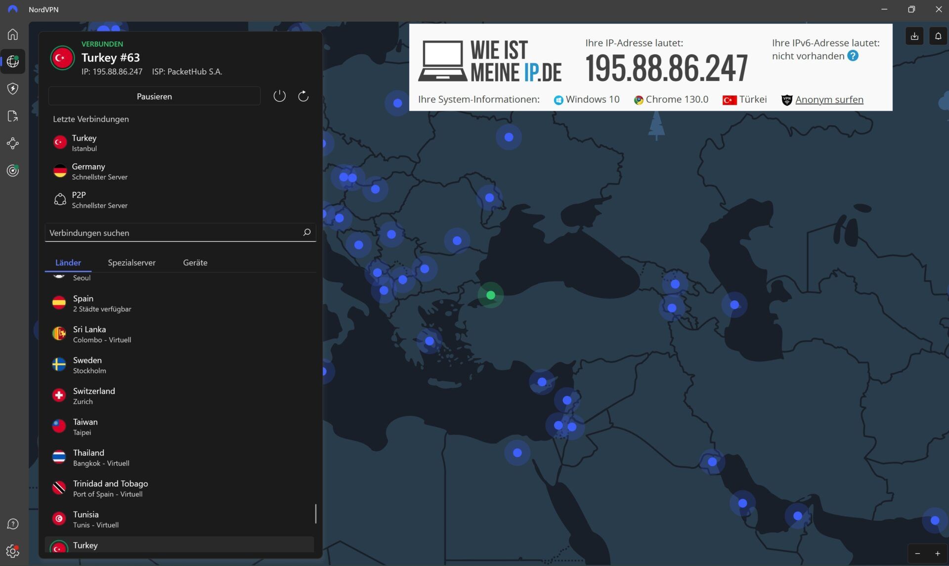 Türkische Ip Vpn Türkei Nordvpn Server Verbunden Ip Adresse