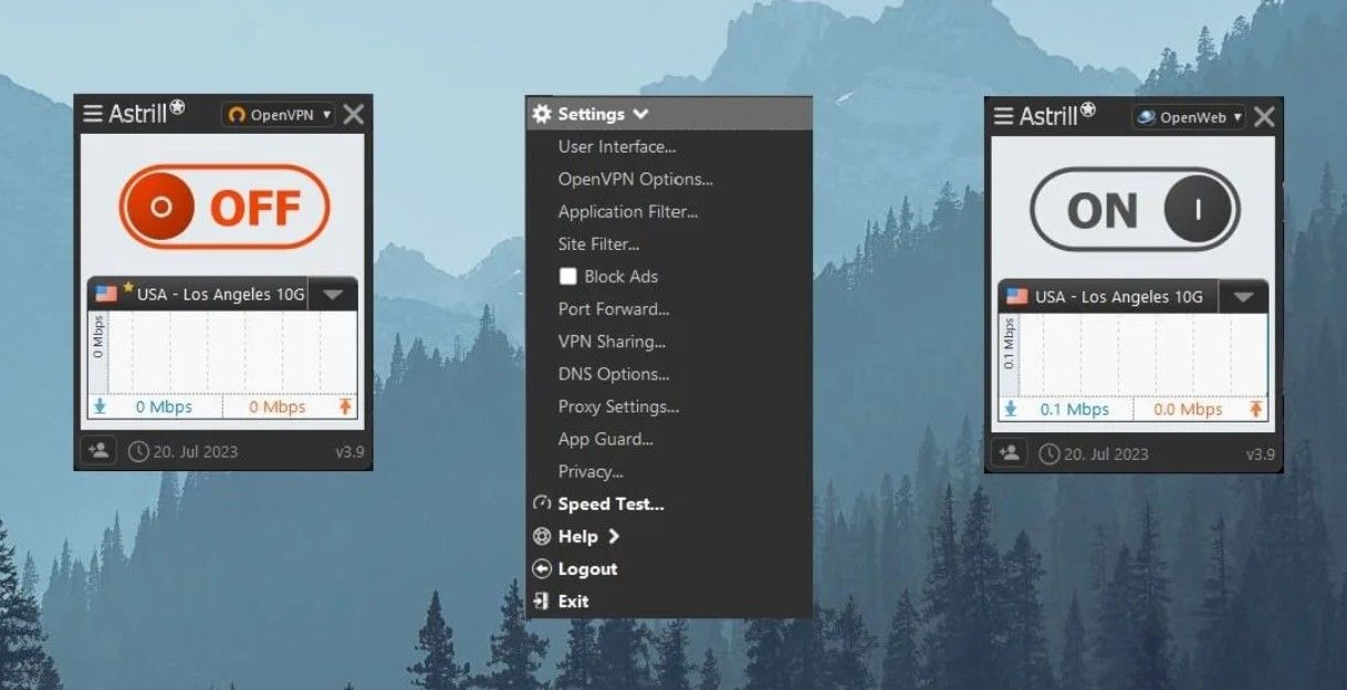 Astrill Vpn Vs. Nordvpn Vergleich Test App Benutzeroberfläche Astrill Vpn