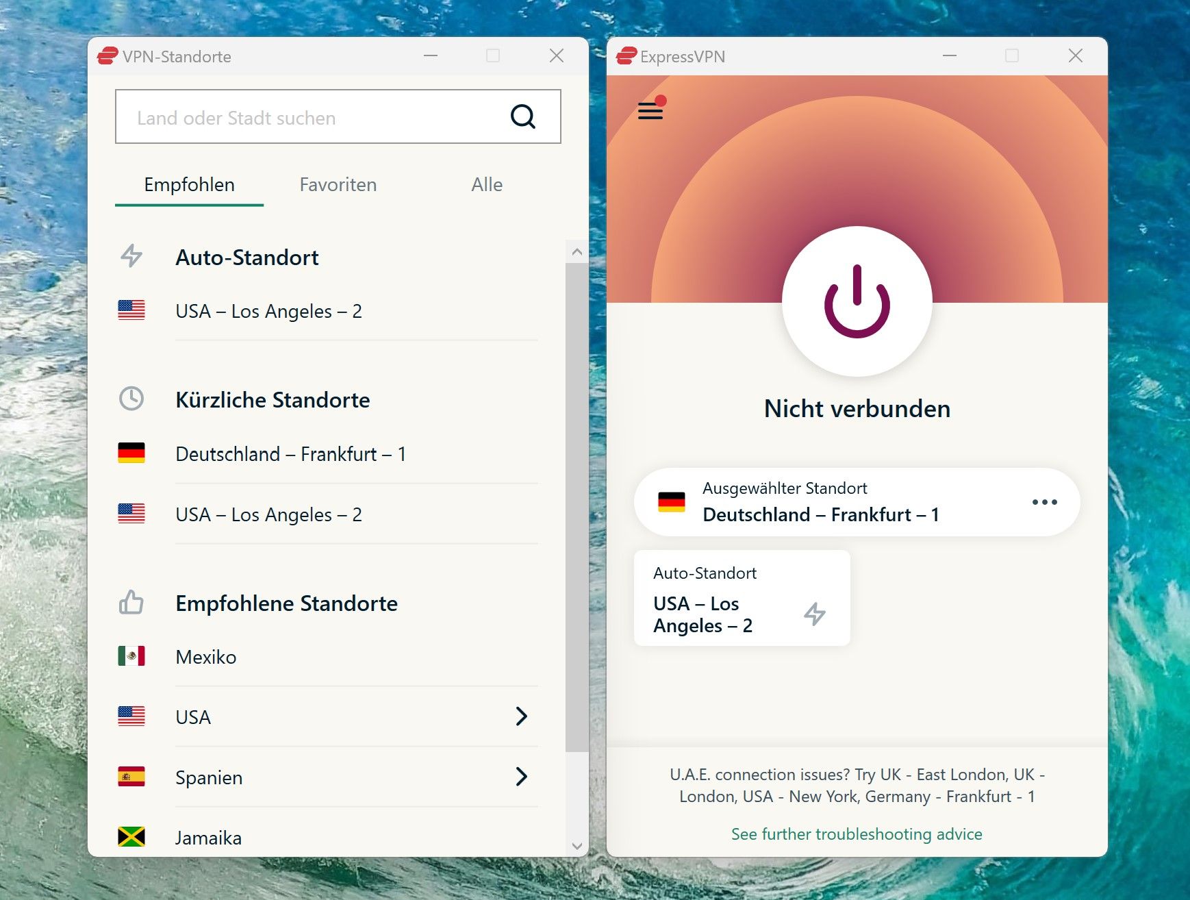 Purevpn Vs. Expressvpn Duell Vergleich Benutzeroberfläche App Expressvpn