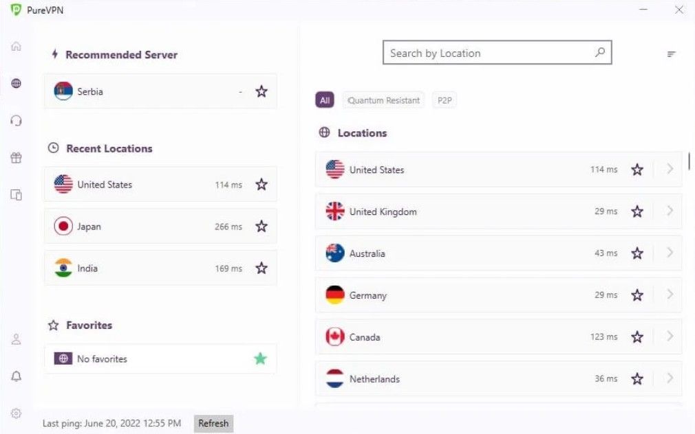 Purevpn Vs. Expressvpn Vergleich Duell App Benutzeroberfläche