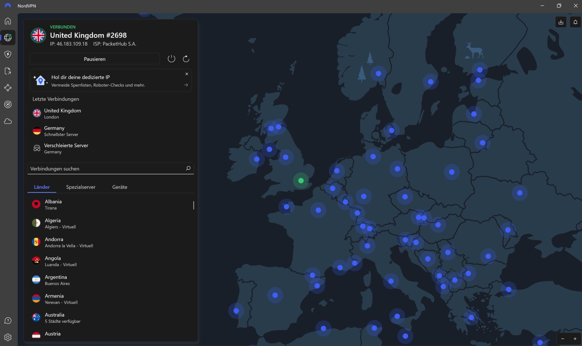 Itv Ausland Streamen Außerhalb Großbritannien Vpn Benutzeroberfläche Nordvpn Verbunden