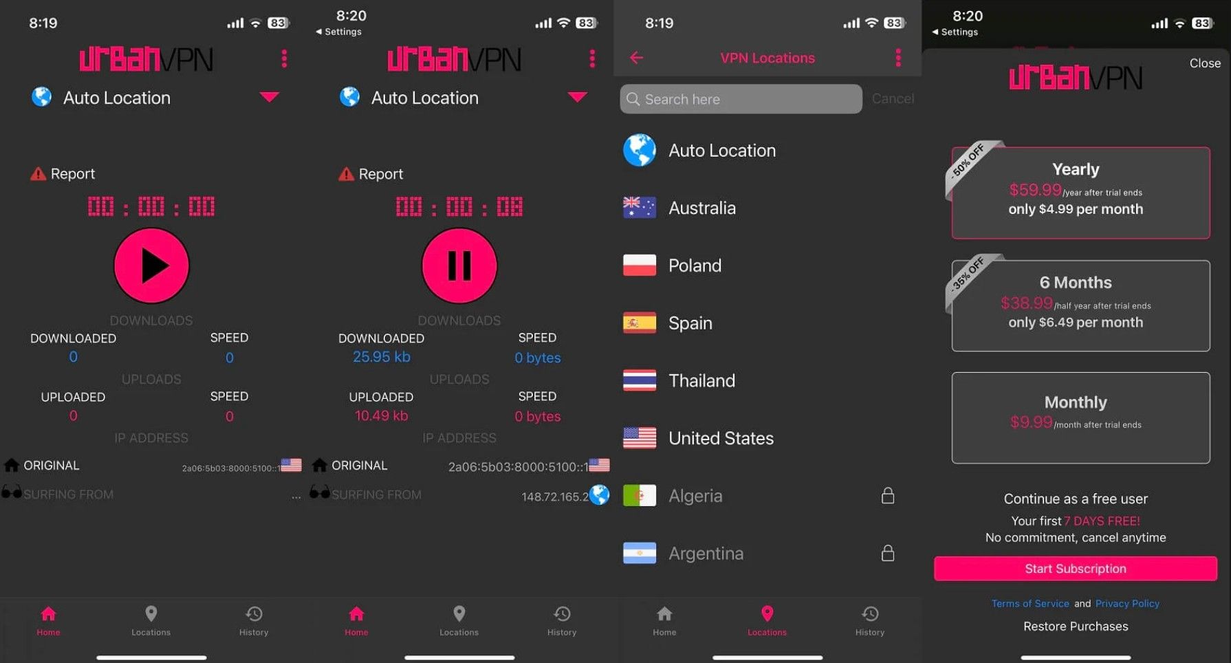 Urban Vpn Test Bewertung App Benutzeroberfläche Mobile Anwendung