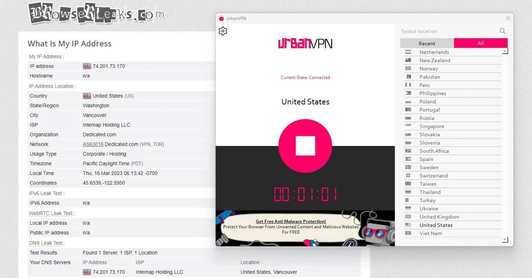 Urban Vpn Test Bewertung Ip Dns Leaks Browserleaks.com