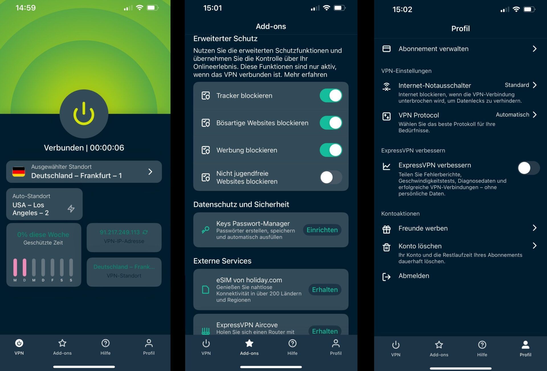 Verwendung Vpn Beste Expressvpn Benutzeroberfläche Mobile App Menü Einstellungen