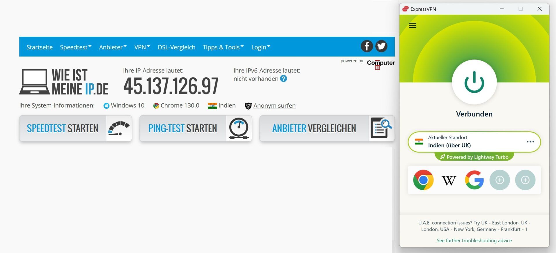 Indische Ip Adresse überall Weltweit Ausland Expressvpn Wieistmeineip.de