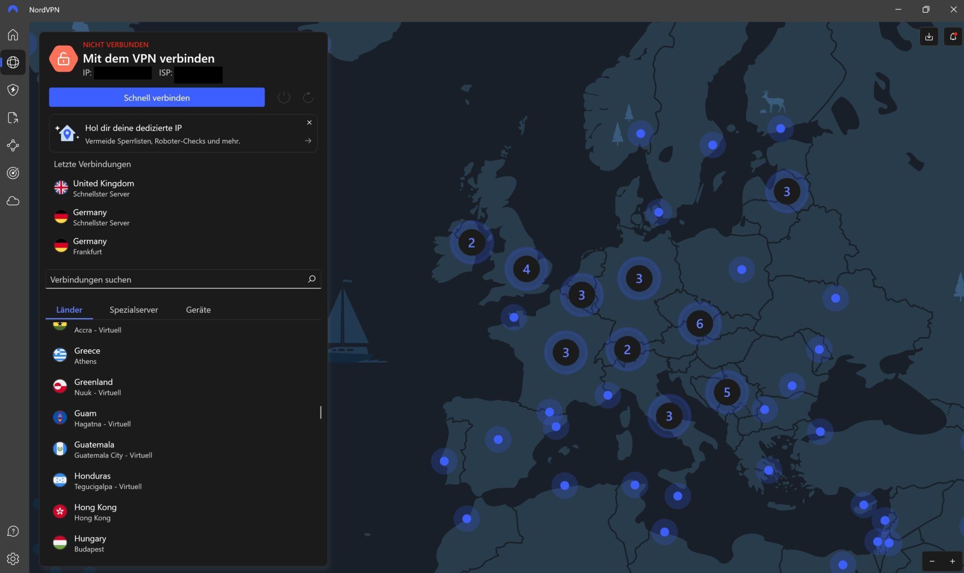 Indische Ip Adresse überall Weltweit Ausland Nordvpn Benutzeroberfläche