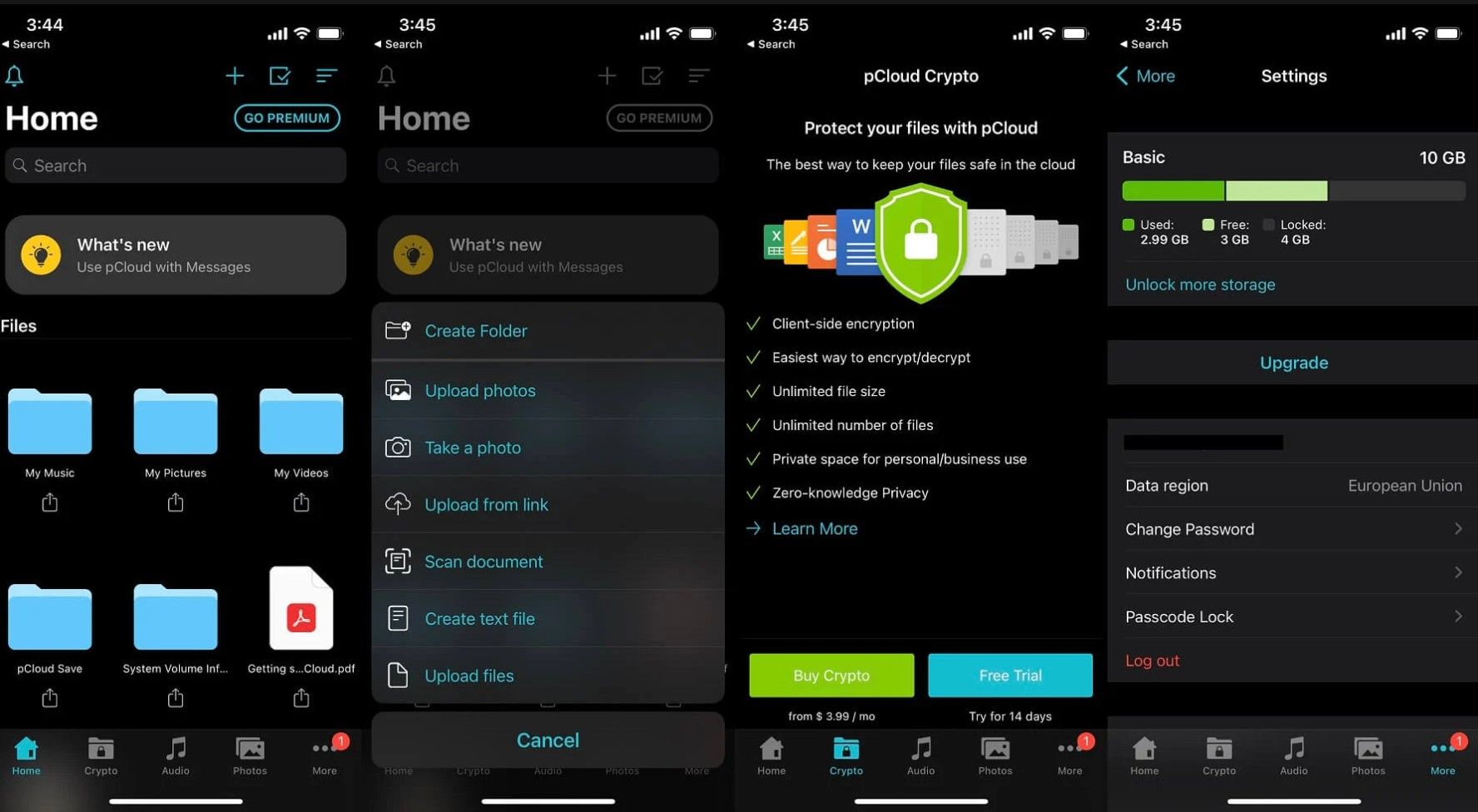 Pcloud Vs. Sync Vergleich Cloud Benutzeroberfläche Pcloud Mobile Apps
