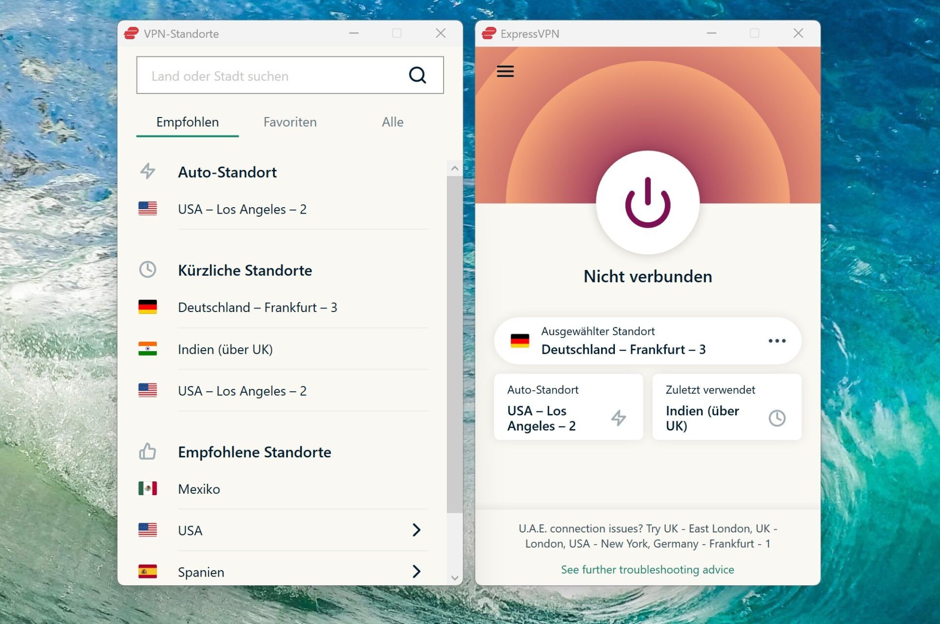 Expressvpn Vs. Norton Vpn Vergleich Test Apps Benutzeroberfläche Expressvpn