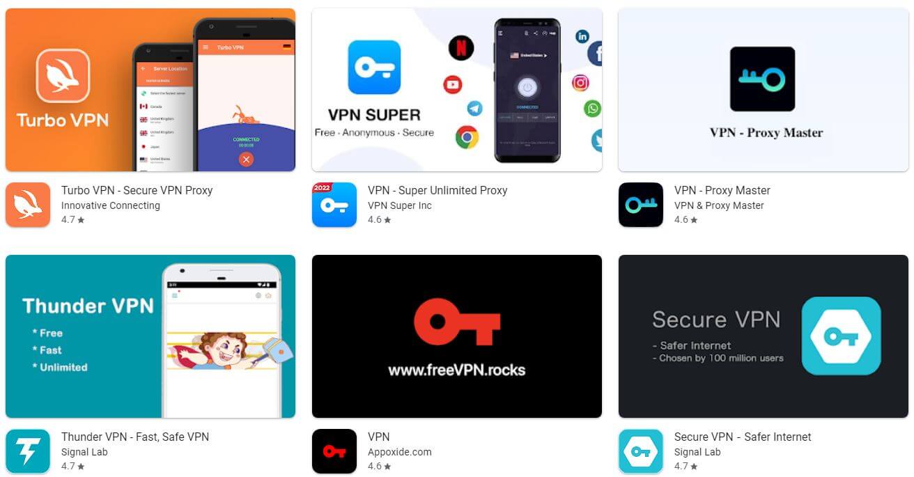 Free VPNs Google Play