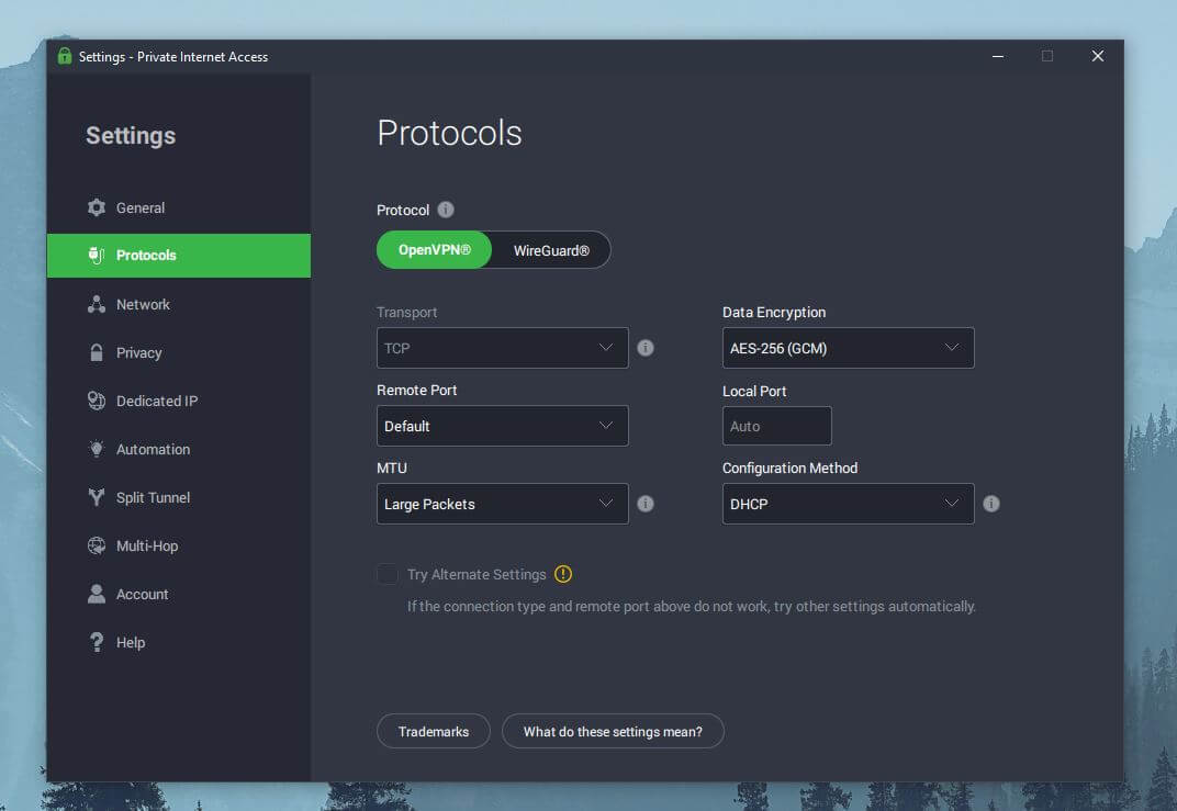 PIA VPN Protocols