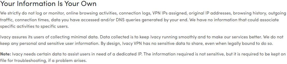 Ivacy VPN Privacy Policy