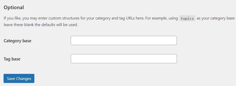 Tag and Category Bases Settings