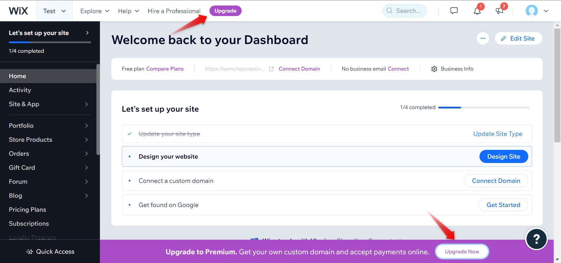 Click on Upgrade