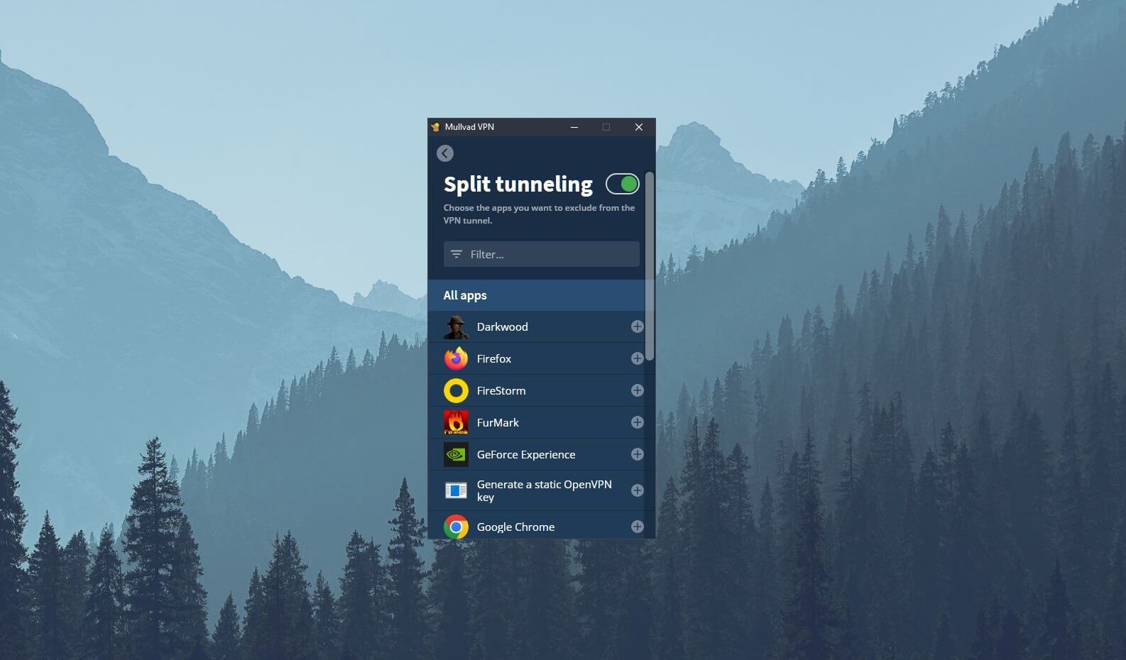 Mullvad VPN Split Tunneling