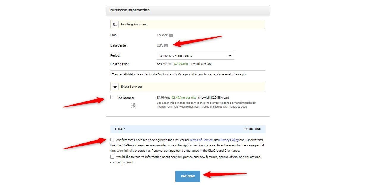 Confirm Your Purchase Information and Pay