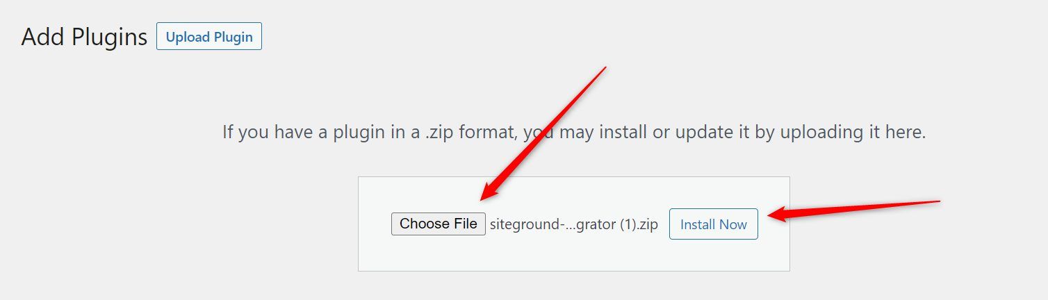Install the SiteGround Migrator Plugin