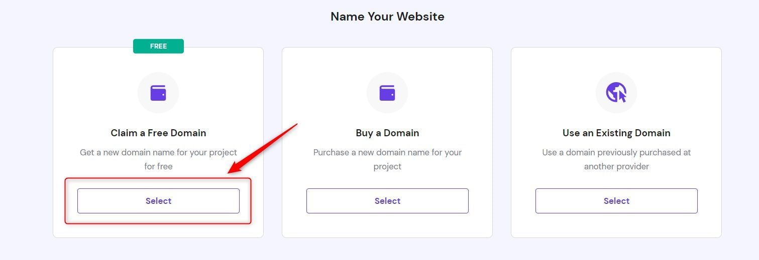 Select Claim Domain Hostinger Builder