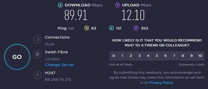 AirVPN UK Speed