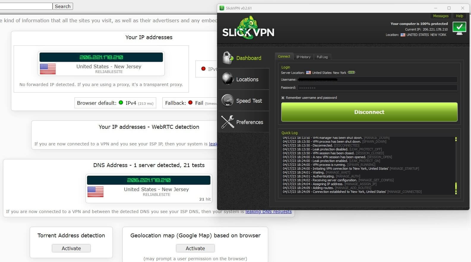 SlickVPN IP Leaks 1
