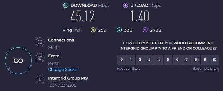 UltraVPN Australia Speed