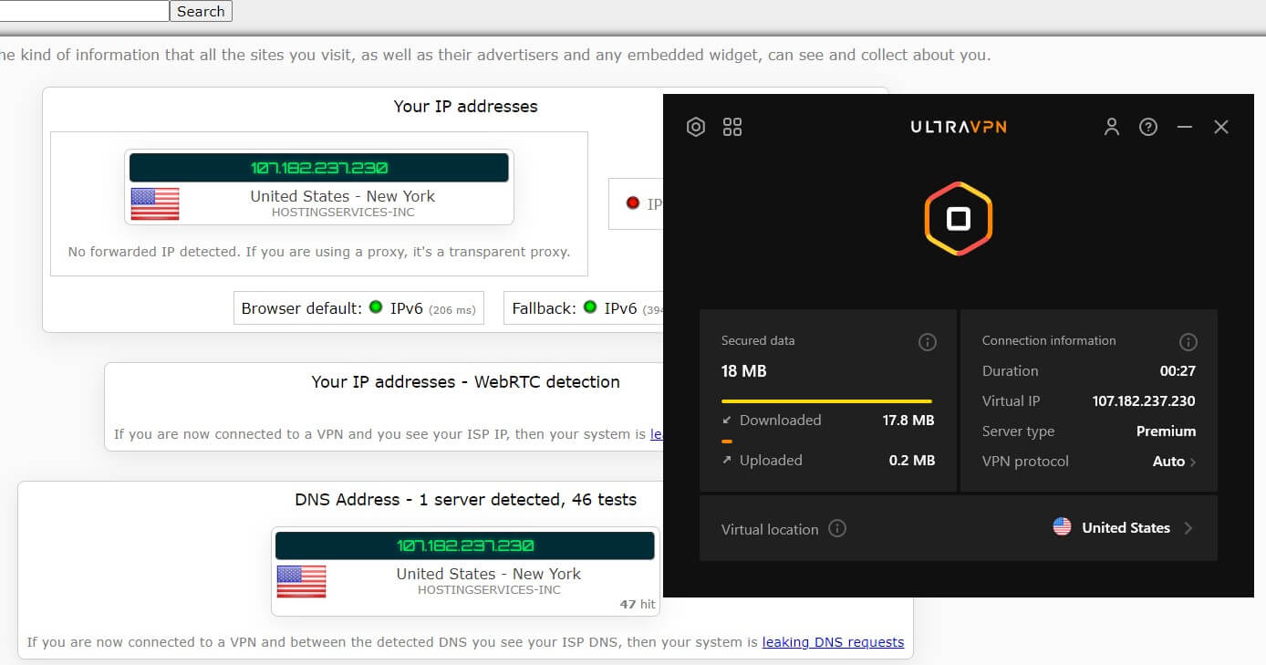 UltraVPN IP Leak 1