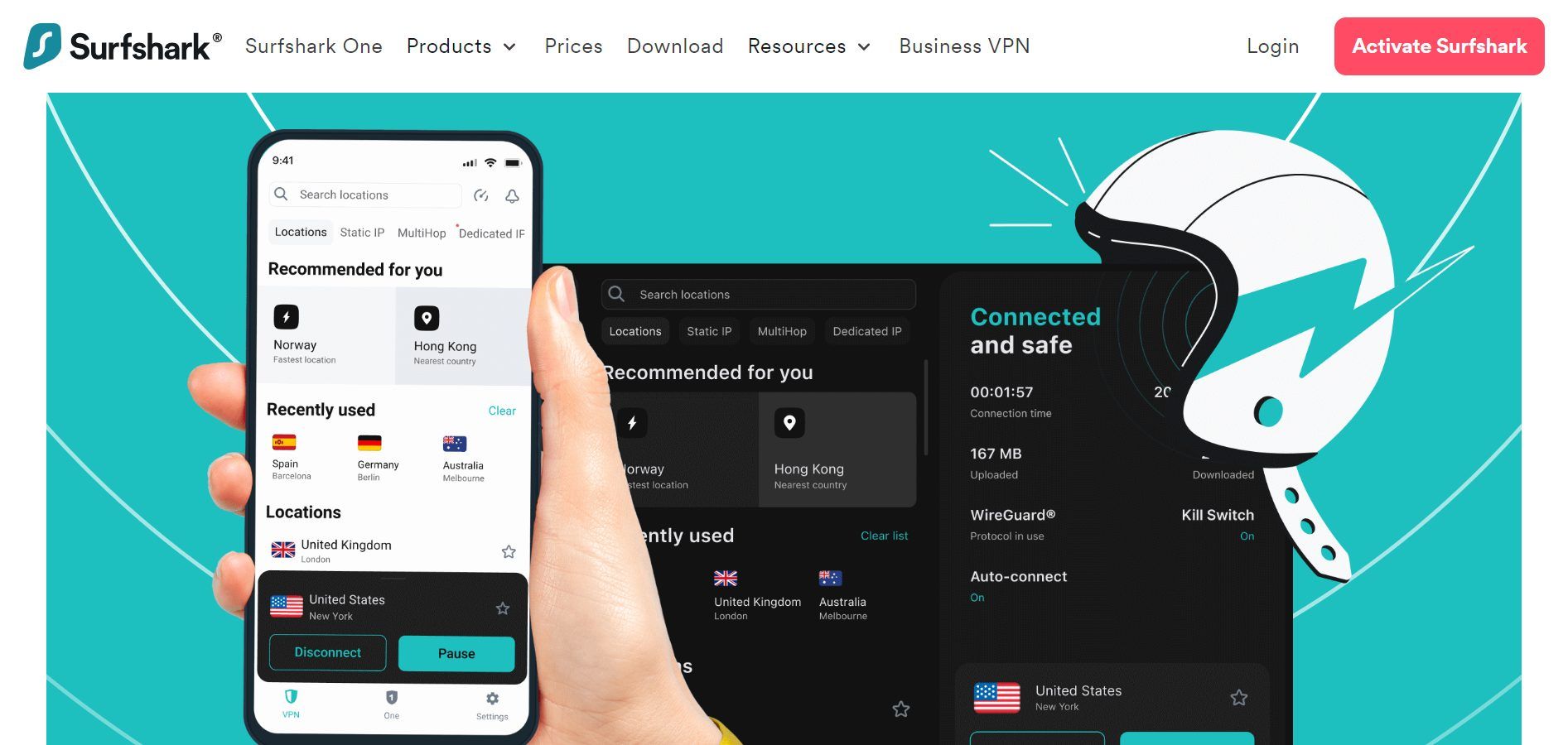 Surfshark VPN home screen